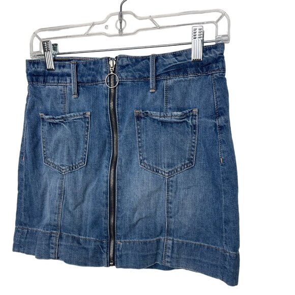 American Eagle Womens 2 XS Super Hi Rise A Line Blue Jean Denim Mini Skirt - Picture 4 of 14